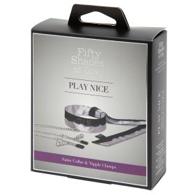 Fifty Shades of Grey Play Nice Satin & Lace Collar & Nipple Clamps