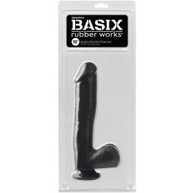 Basix Rubber Works Dong with Suction Cup-Black 10"