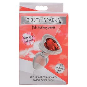 Booty Sparks Red Heart Gem Glass Anal Plug-Small