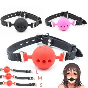 Soft Silicone Gag Ball BDSM Oral Bondage Gear Fetish Open Mouth Breathable Sex Toys For Couples Cosplay Slave Exotic Accessories - Pink-M