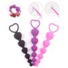 Soft Silicone Anal Beads Long Butt Plugs Ass Massage Heart Shape Anal Plug Dilator Adult Sexual Games Sex Toys for Gay Men Women - black