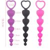 Soft Silicone Anal Beads Long Butt Plugs Ass Massage Heart Shape Anal Plug Dilator Adult Sexual Games Sex Toys for Gay Men Women - black