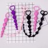 Soft Silicone Anal Beads Long Butt Plugs Ass Massage Heart Shape Anal Plug Dilator Adult Sexual Games Sex Toys for Gay Men Women - black