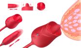 New Rose Flower 3 Generations 2 In 1 Tongue Licking G-spot telescopic Vibrator - Red